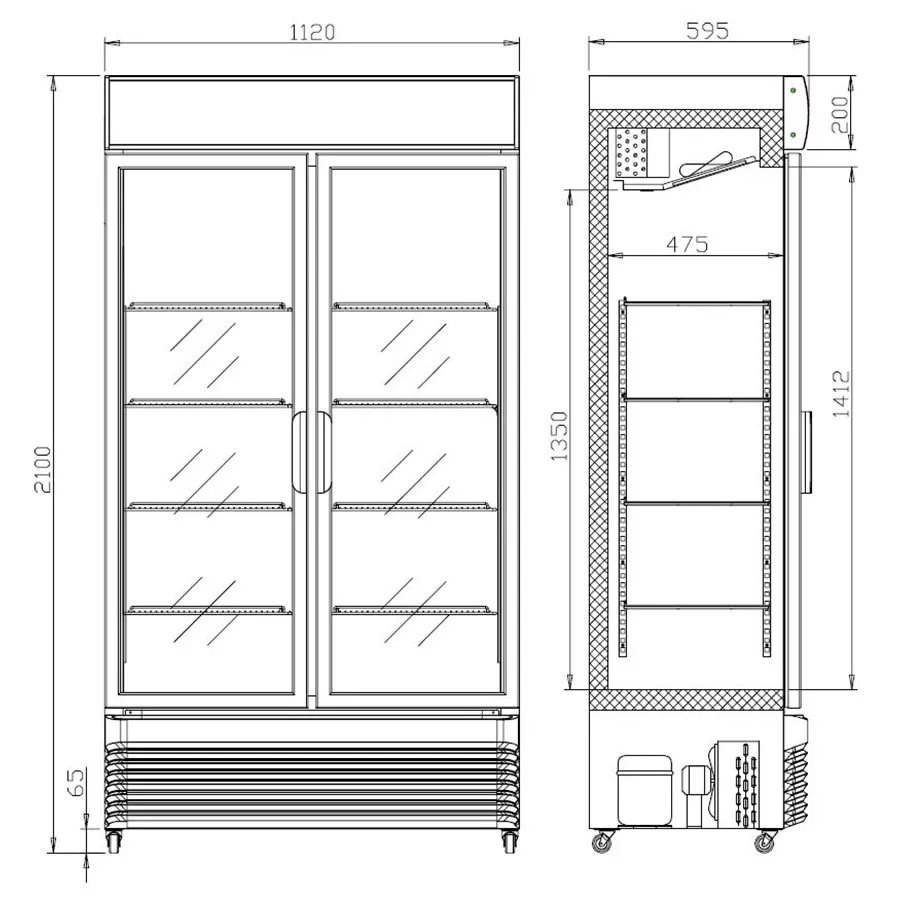 Combisteel Glastürkühlschrank mit 2 Schiebeglastüren | 780 Liter | 7455.1396